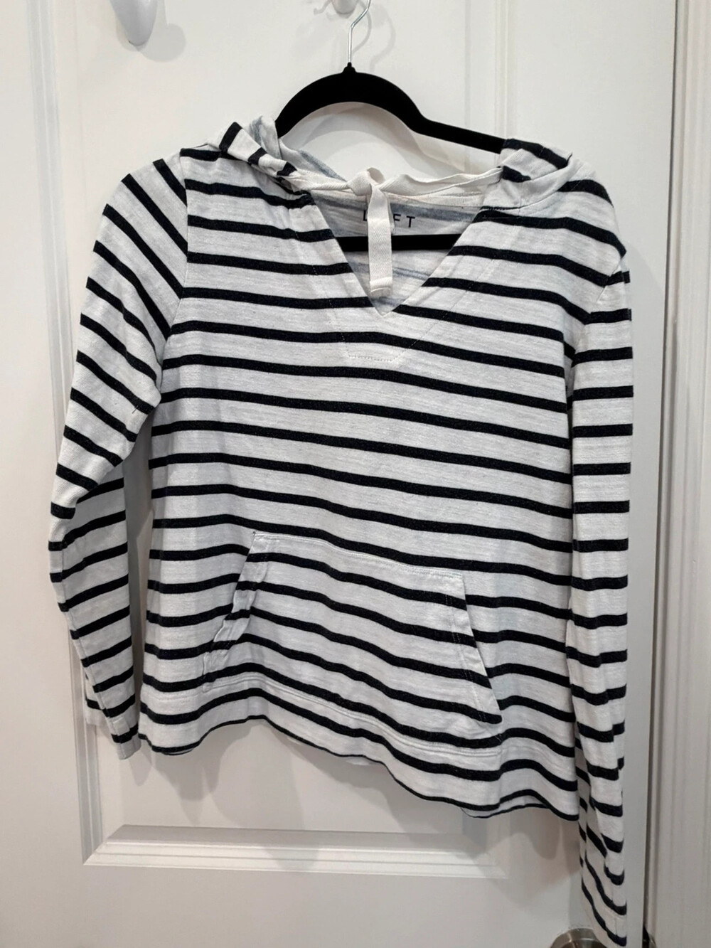 The Loft black and white striped hoodie casual comfortable fall small women